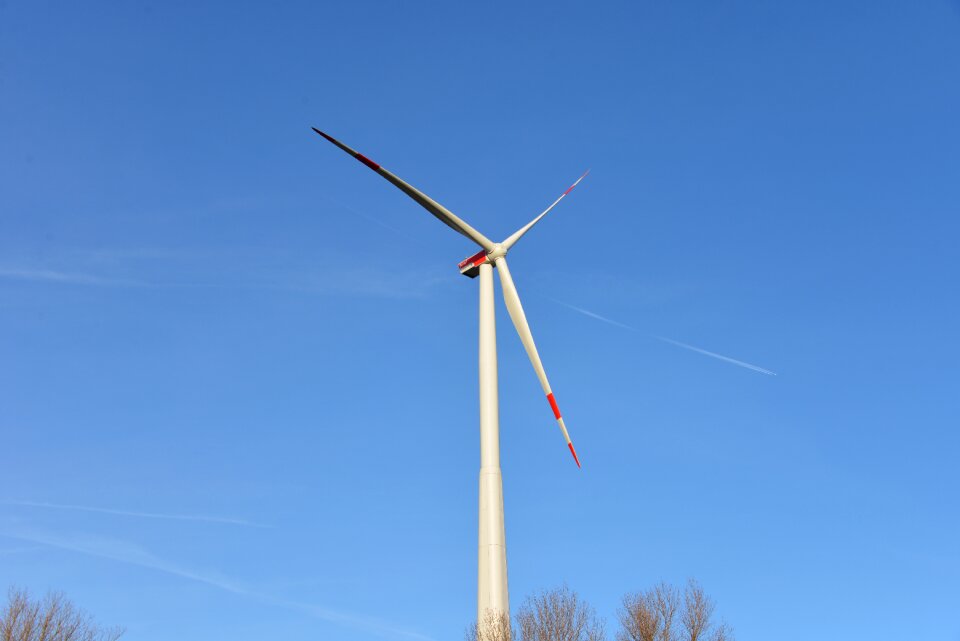 Wind power sky blue