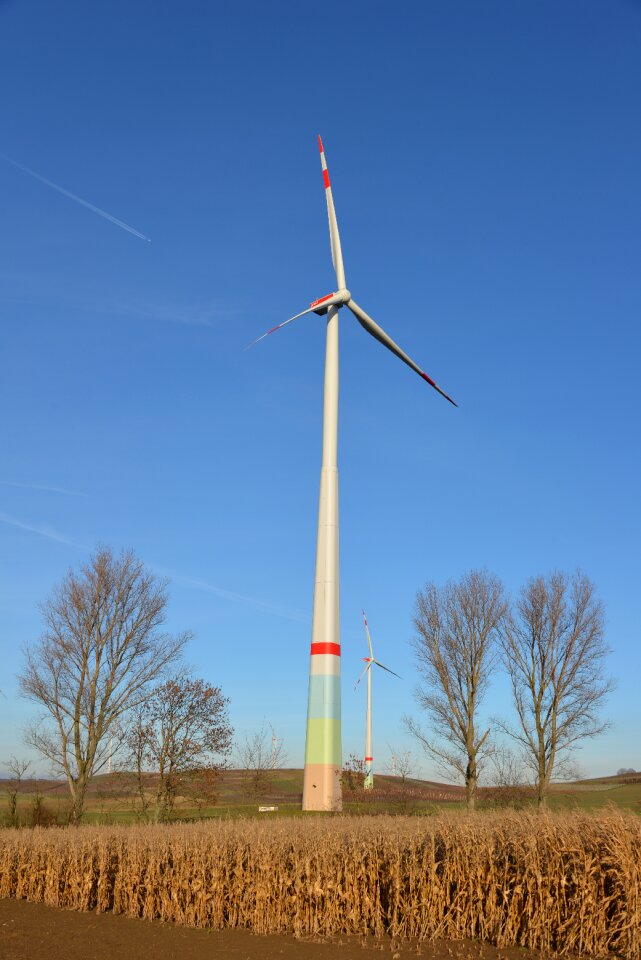 Wind power sky blue