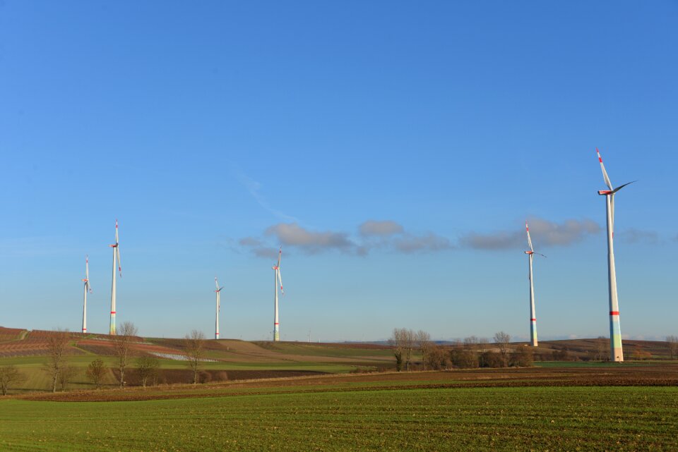 Wind power sky blue
