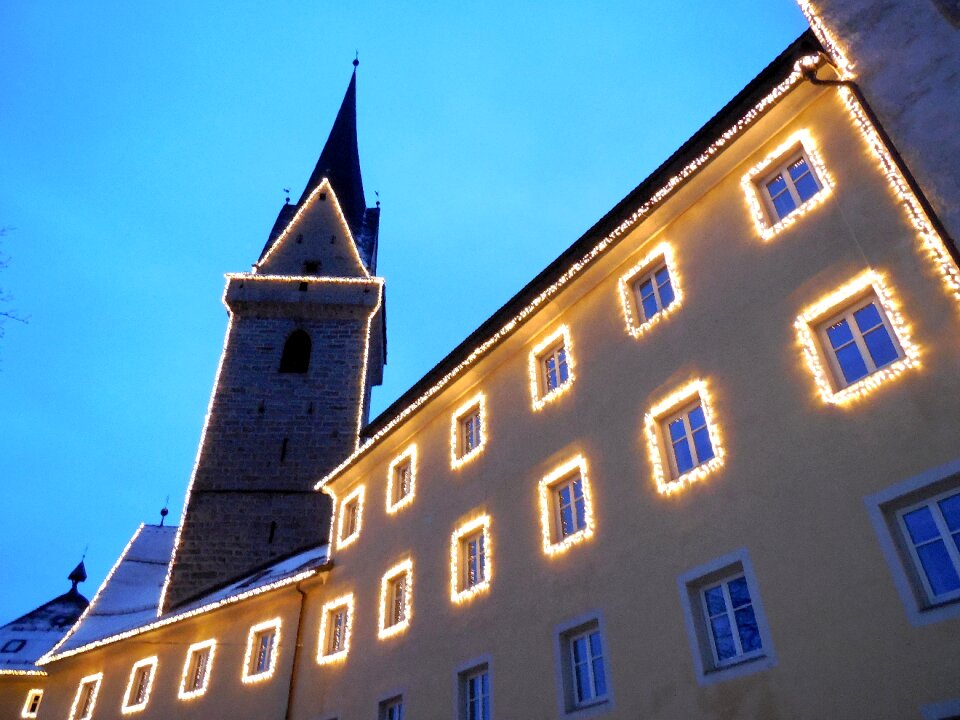 Evening campanile windows