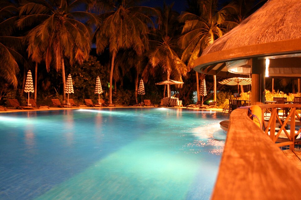 Pool night view maldives