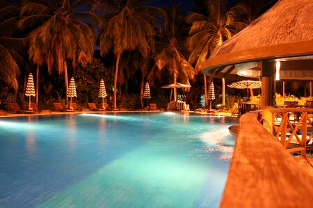 Pool night view maldives photo