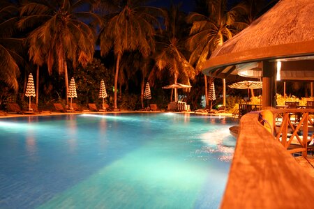 Pool night view maldives