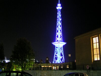 Tower illuminated blue photo
