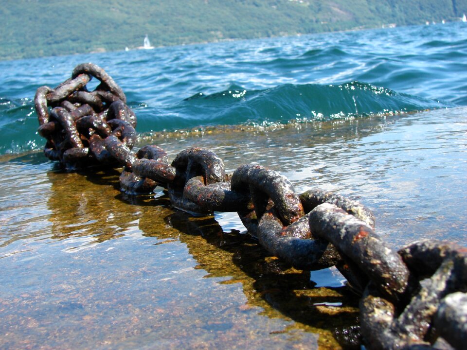 Metal chain old lake