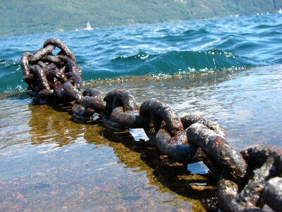 Metal chain old lake photo