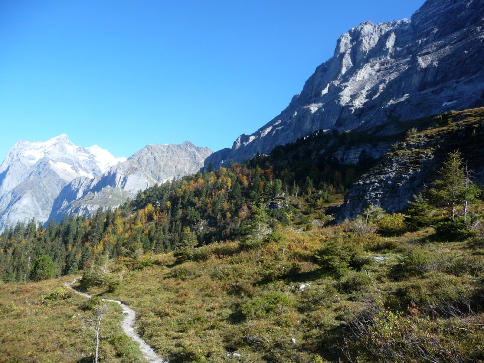 Hiking alpine mountains