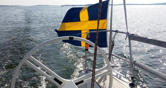 Swedish flag water sea photo