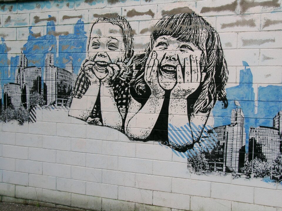Girl wall drawing