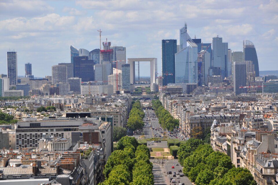 The arc de triomphe panorama city photo