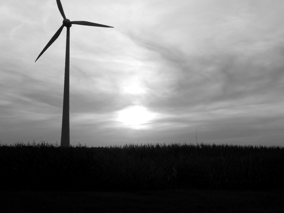 Sunset black and white turbine