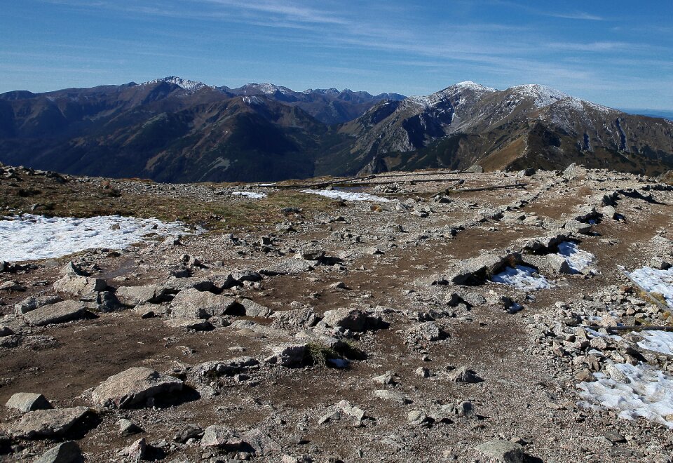 Mountain path hiking trail flattening the area