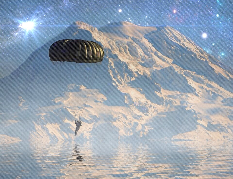 Surreal aliensky parachute