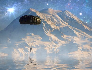 Surreal aliensky parachute