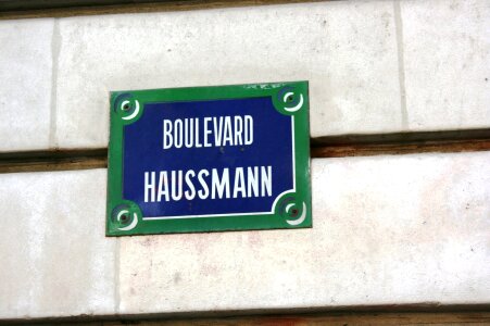 Street sign boulevard haussmann paris