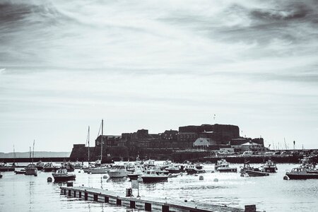 Black and white boats dramatic