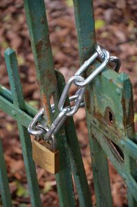 Garden door padlock close photo