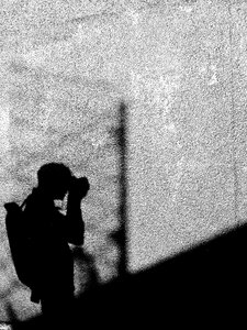 Shadow wall black and white photo