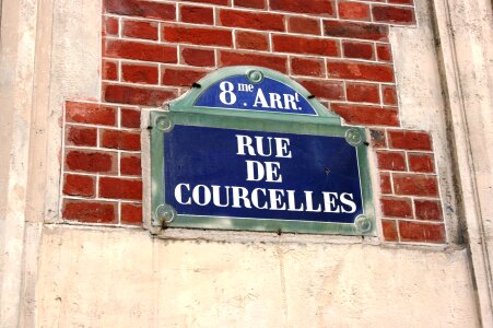 Rue de courcelles street sign paris