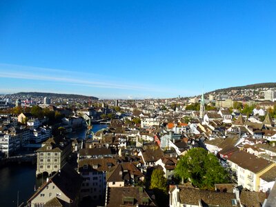 City aerial view town center