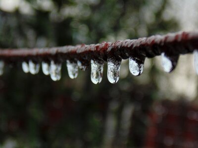 Water droplets ice wire