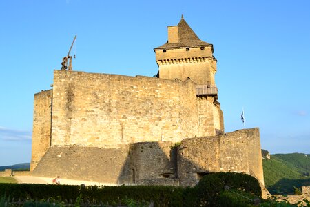 Medieval castle stone wall trebuchet photo