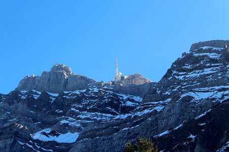 Swiss alps mountain station cell towers photo