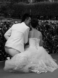 Wedding pont des arts black and white