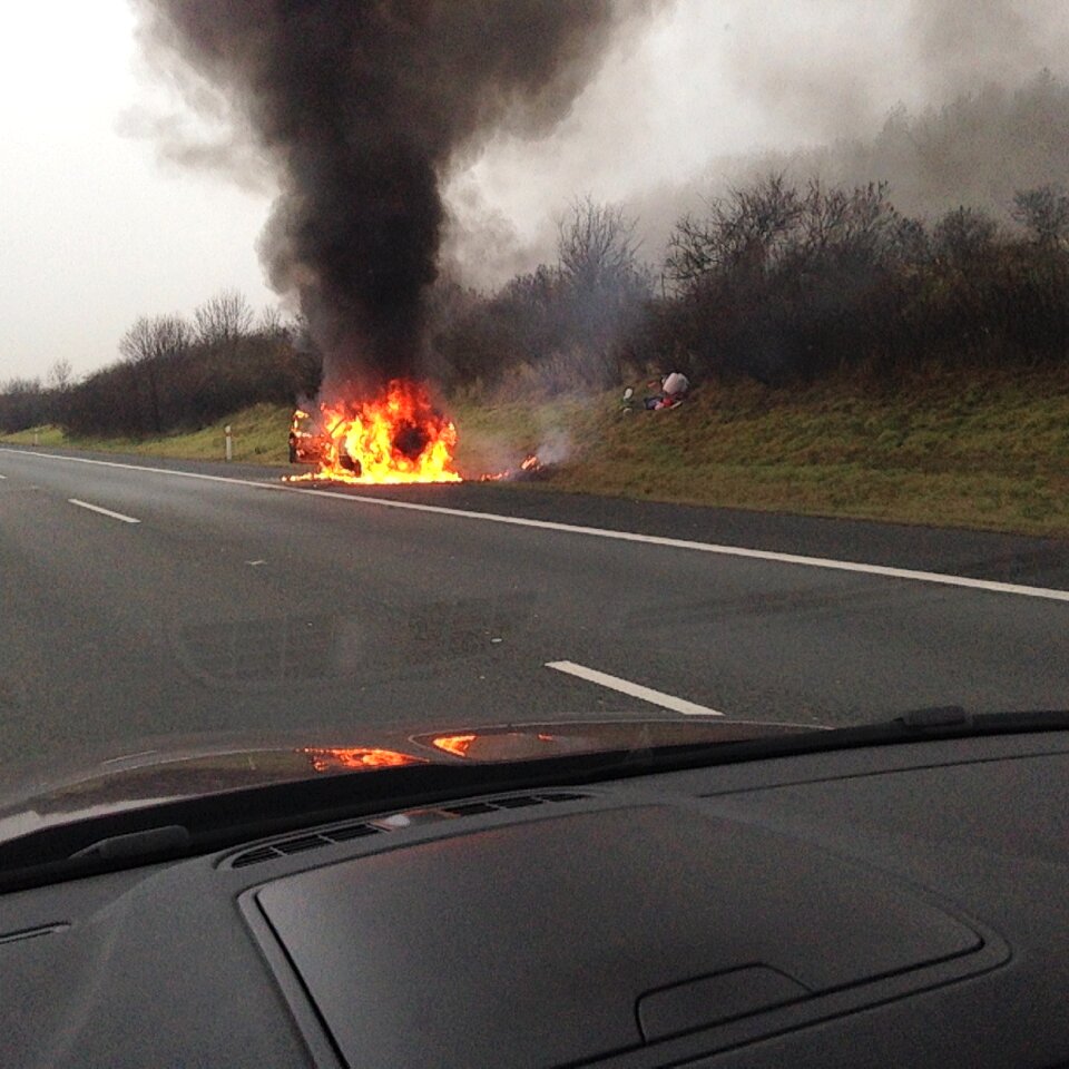 Burning car flames auto