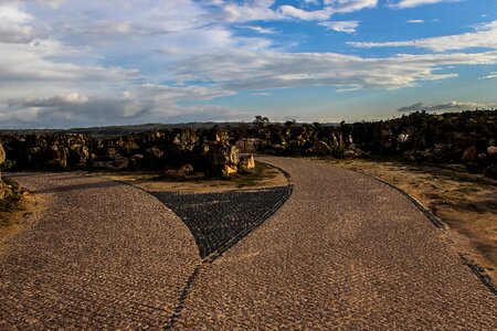Road two paths pavement