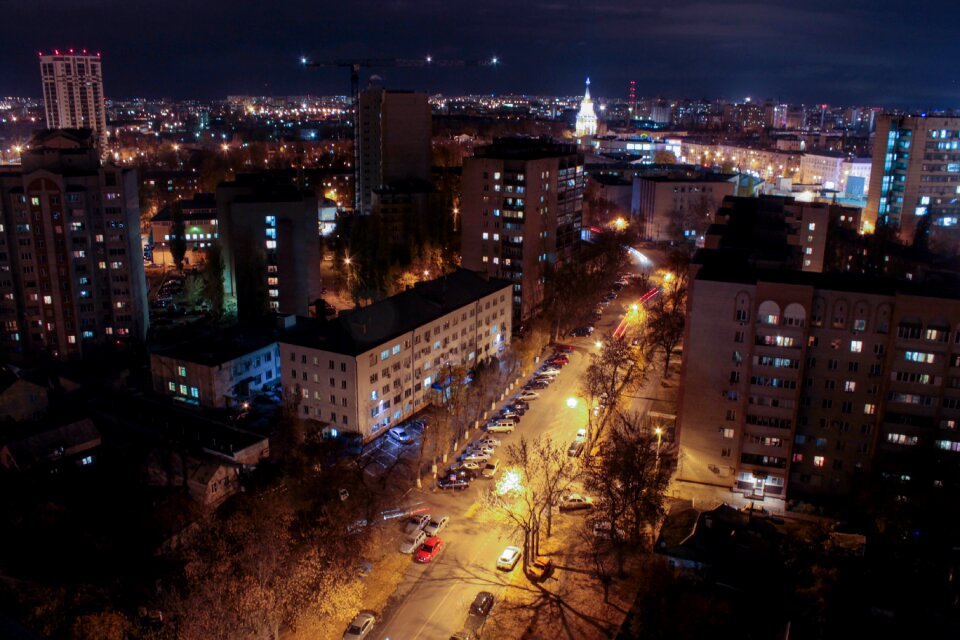 Voronezh night city view from above