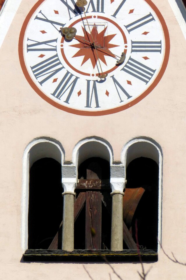 Clock tower church bell arched windows