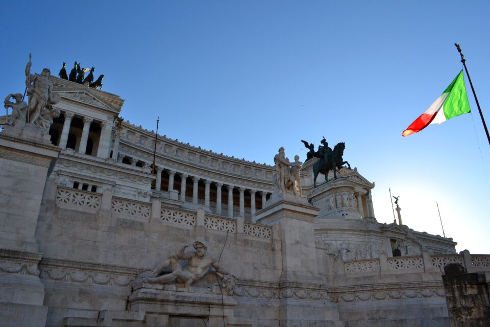 Italian flag italian palace