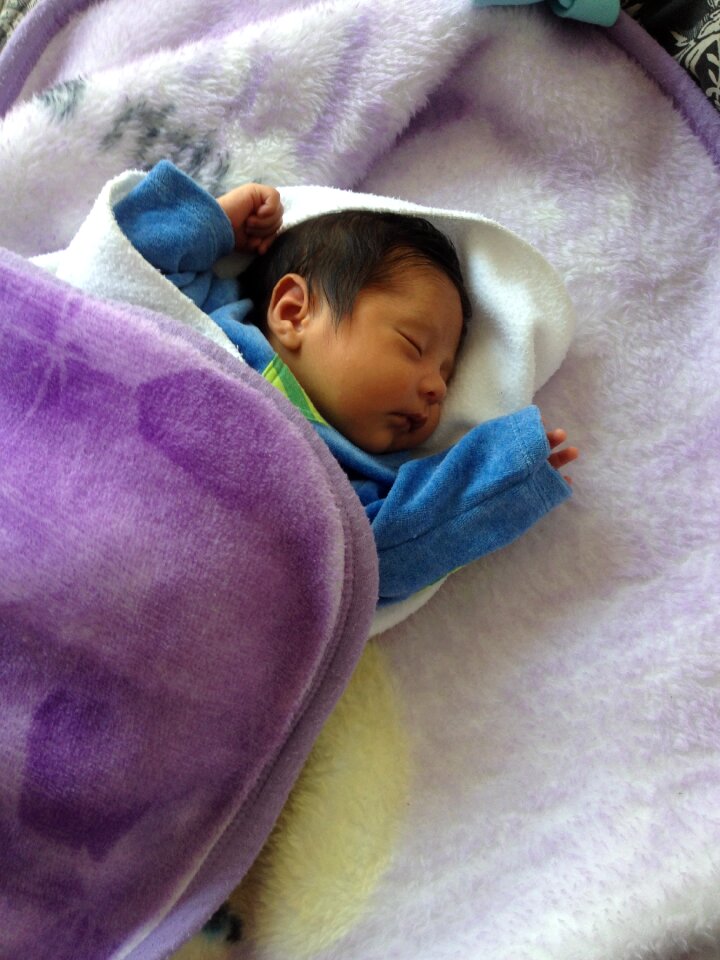 Baby sleeping lying down