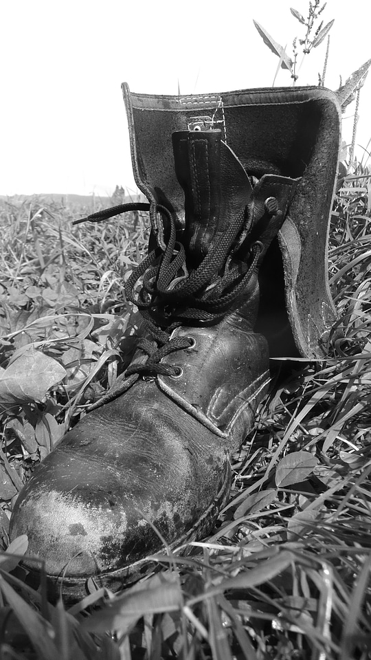 Battered dusty footwear