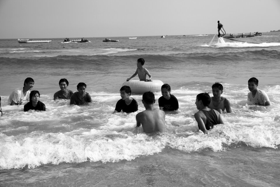 Beach portrait black and white