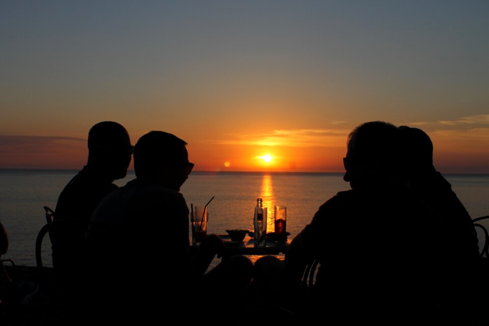 People sunset beers