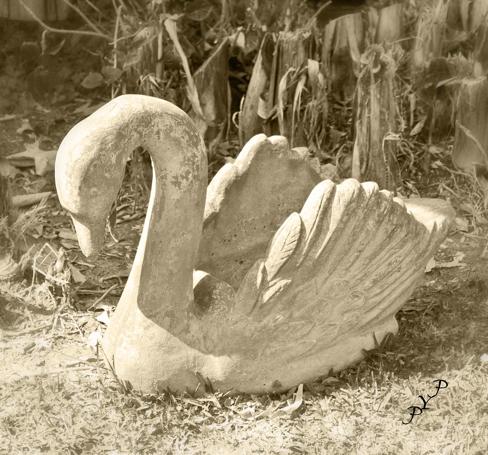 Stone statue waterfowl