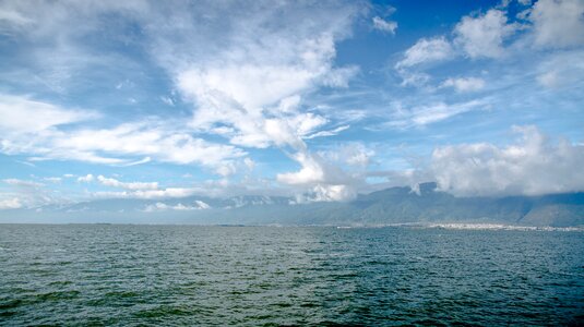 Erhai lake blue sky white cloud photo