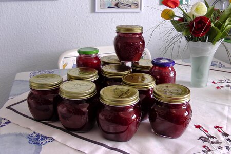 Strawberry jam glasses made a