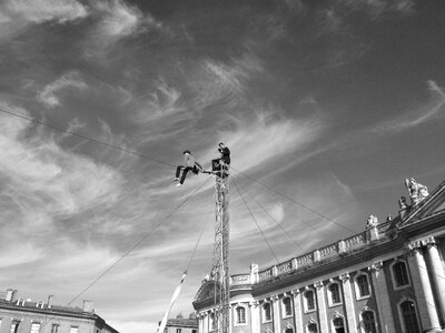 Photographer black white tightrope walker
