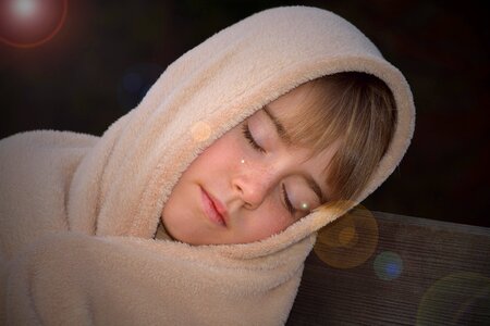 Girl blanket sleeping photo