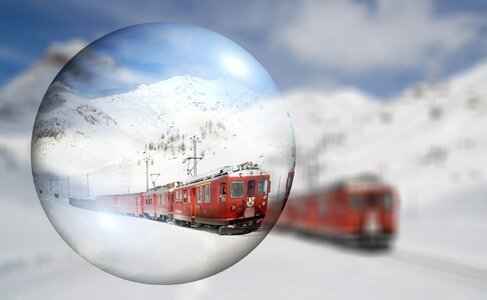 Snow mountains mountain railway photo