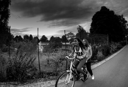 Girl cloudiness cycling