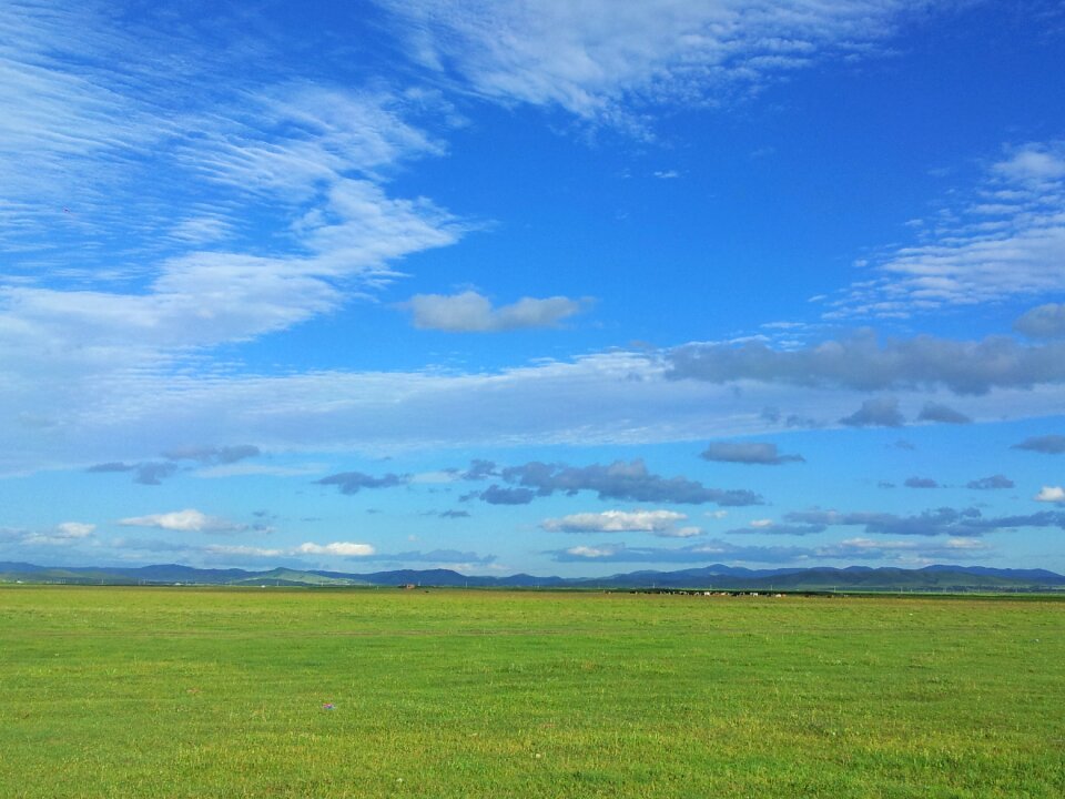 Blue sky and white clouds prairie nature