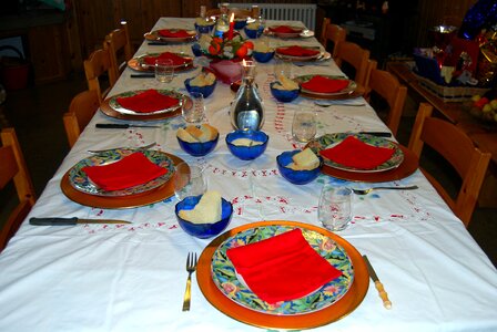 Cutlery glasses chairs photo