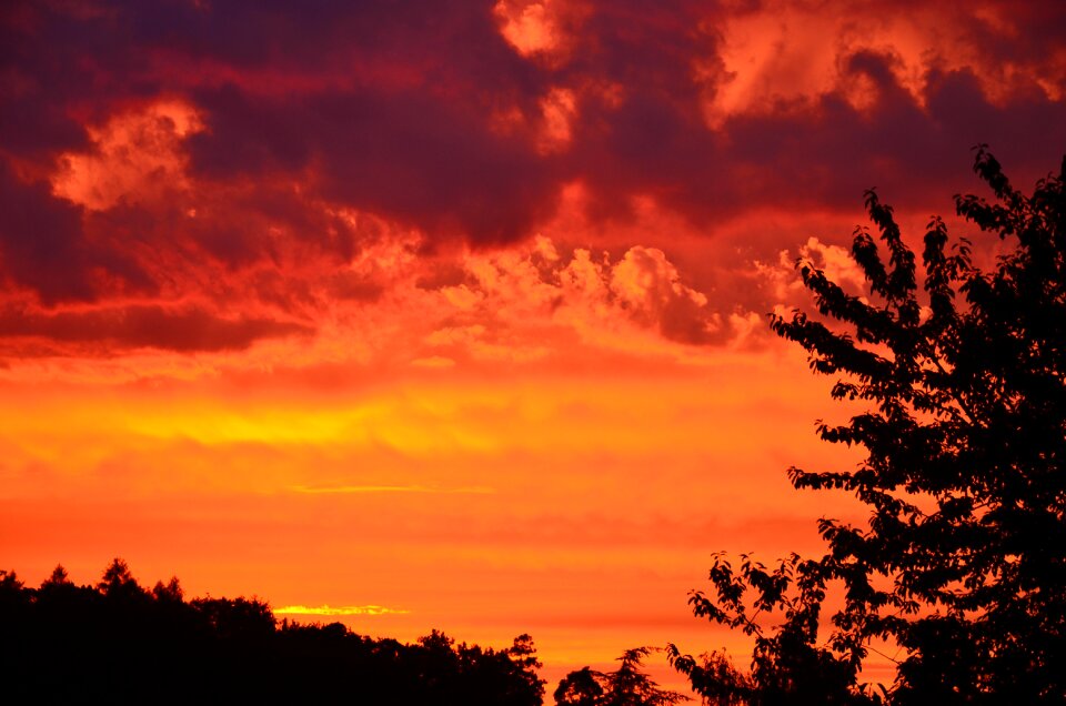 Red clouds evening sky