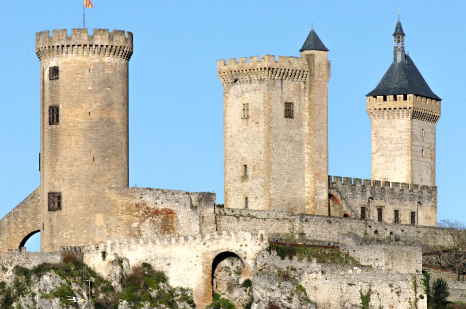 Stone wall foix castle architecture