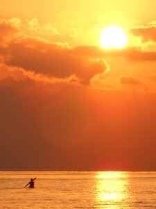 Sunset kayak a lonely