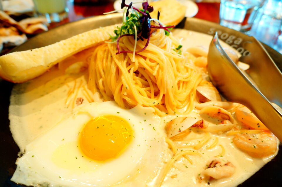 Eggs spaghetti delicious